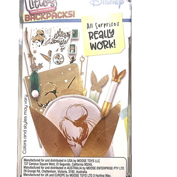 Real Littles Disney Tinker Bell Backpack Mini Bag Charm White Gold 6 Gift New - Picture 8 of 9